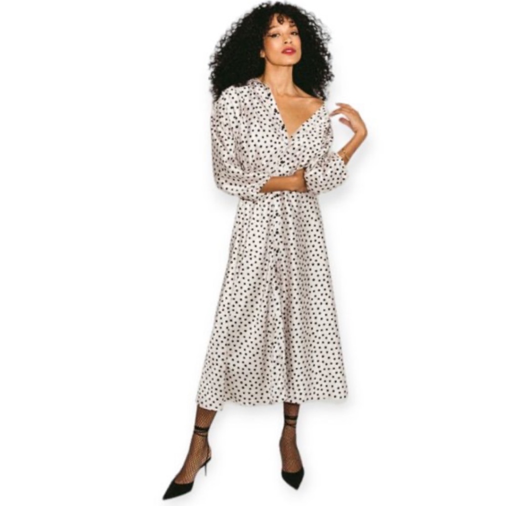 Hilary Macmillan size 2X women’s silver/white satin polka dot black NWT!